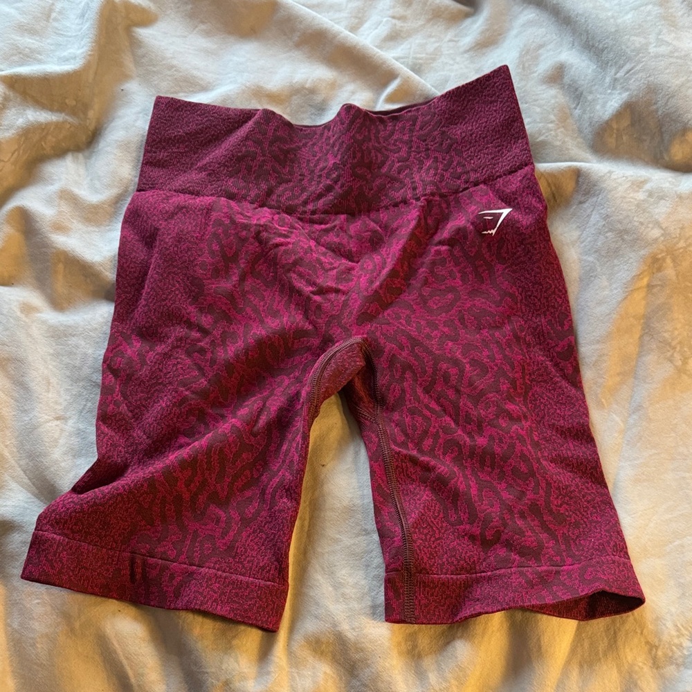 Gymshark Women's Red Patterned Bike Shorts